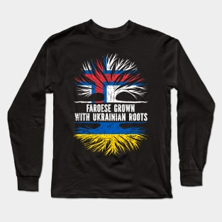 Faroese Grown with Ukrainian Roots Flag Long Sleeve T-Shirt